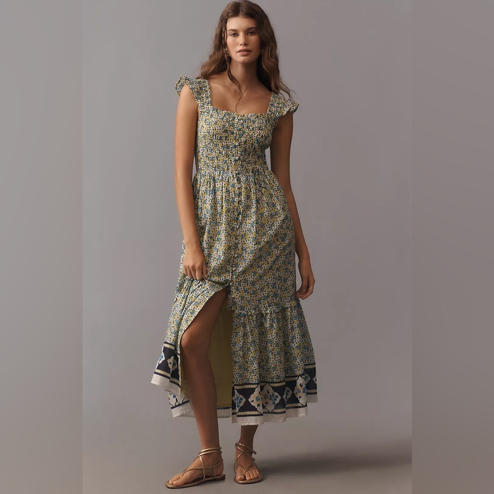 Anthropologie Peregrine Square-Neck Midi Dress
